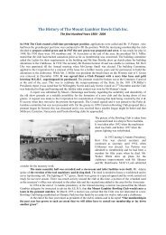 The History of The Mount Gambier Bowls Club Inc.