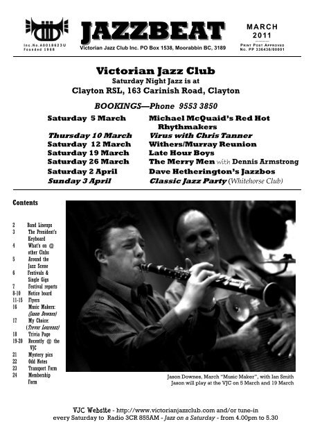 jazzbeat mar11 - Victorian Jazz Club