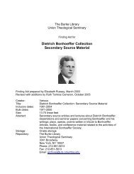 Dietrich Bonhoeffer Collection: Secondary Source Material