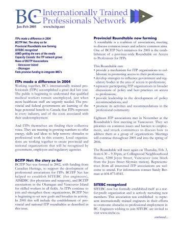 January-February - BC Internationally Trained Professionals Network