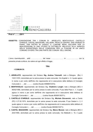 Convenzione Fusione consiglio.pdf - Comune di San Pietro in Casale