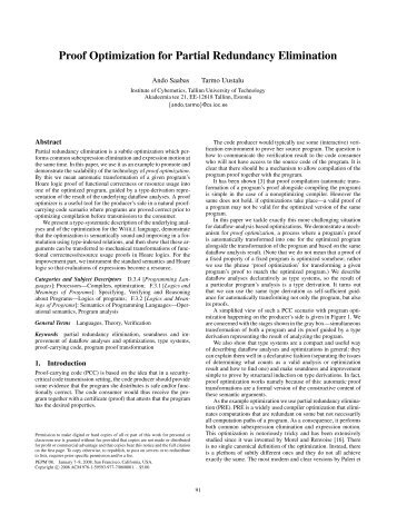 Proof Optimization for Partial Redundancy Elimination