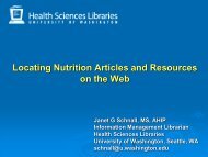 Locating Nutrition Articles and Resources on the Web - University of ...