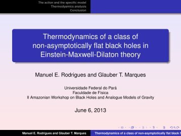 Thermodynamics of a class of non-asymptotically flat black holes in ...