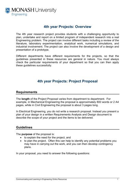 4th year Project: Research Proposal