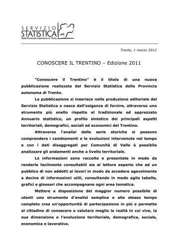 Conoscere il Trentino - Servizio Statistica - Provincia autonoma di ...