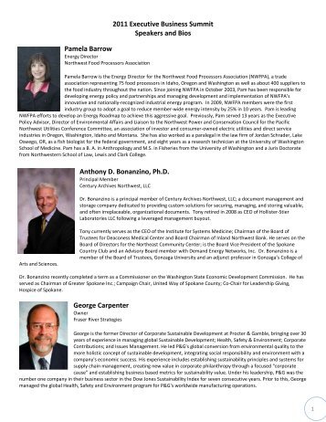2011 Executive Business Summit Speakers and Bios Pamela ...