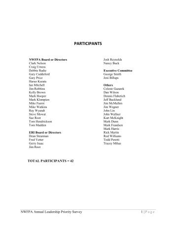 PARTICIPANTS - Northwest Food Processors Association