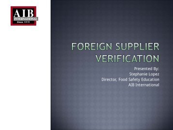 Foreign Supplier Verification