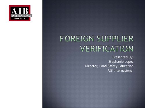 Foreign Supplier Verification