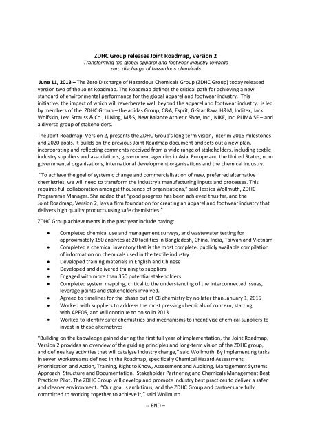 Joint Roadmap Press Release - NIKE, Inc. - The Journey