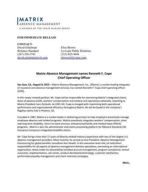 matrix absence management inc matrix absence management inc