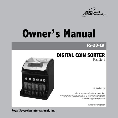 FS2DCA Owner's Manual DIGITAL COIN SORTER Royal Sovereign