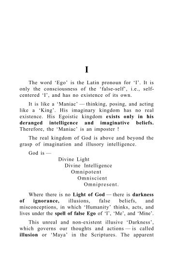 transformation of egoistic consciousness - Brahm Bunga, Dodra