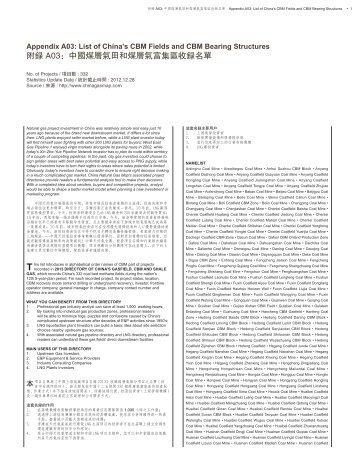 2013 Directory of China's CBM Fields and CBM Bearing Structures