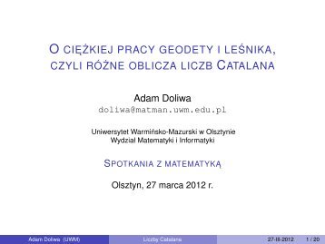 O ciÄÅ¼kiej pracy geodety i leÅnika, czyli rÃ³Å¼ne oblicza liczb Catalana