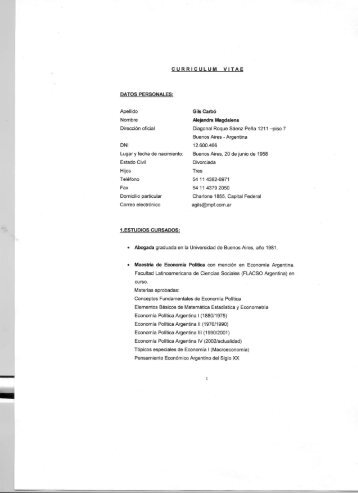 CURRICULUM VITAE DATOS PERSONALES: Apellido Nombre ...