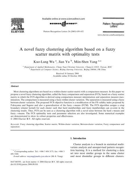 A novel fuzzy clustering algorithm based on a fuzzy scatter matrix ...