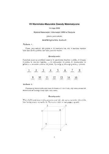 RozwiÄzania - WydziaÅ Matematyki i Informatyki UWM w Olsztynie