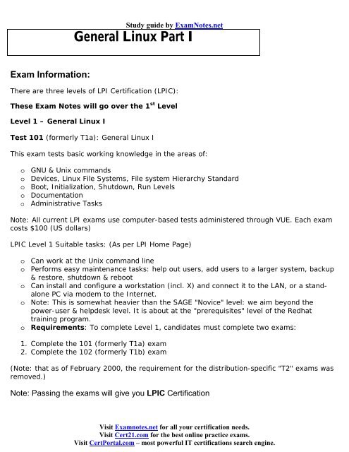 LINUX LPI 101 Exam Notes