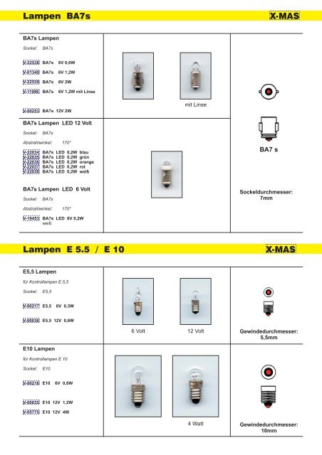 Lampen BA7 E5,5 E10 G4 G6,35 GU5,3 - X-MAS