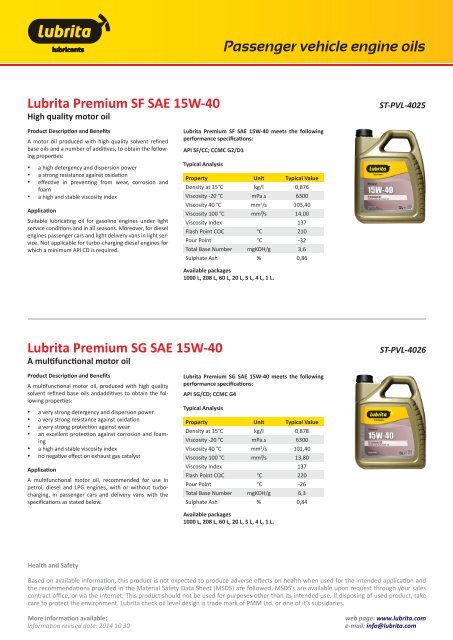 Lubrita Motor Oils