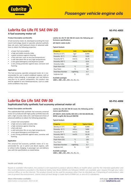 Lubrita Motor Oils