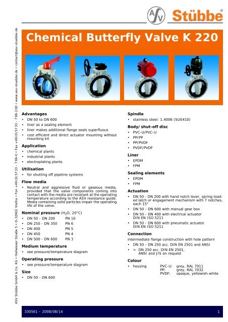 Chemical Butterfly Valve K 220 - Alflow