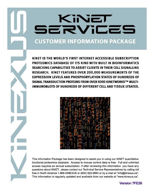 KiNET User Guide - Kinexus Bioinformatics Corporation