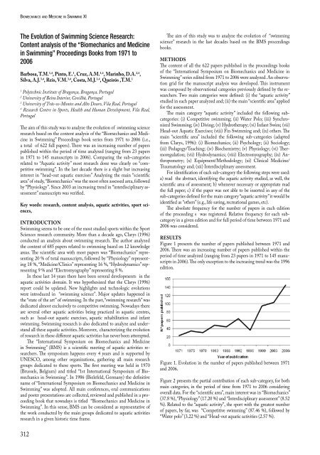 Biomechanics and Medicine in Swimming XI