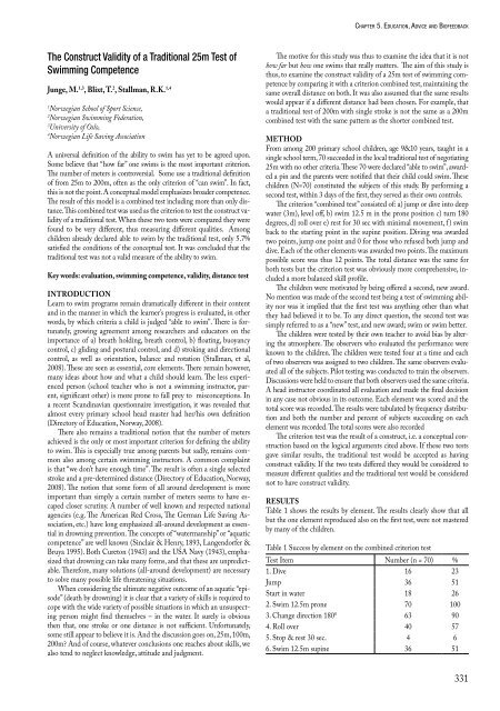 Biomechanics and Medicine in Swimming XI