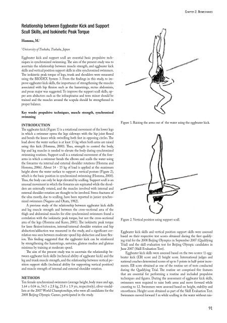 Biomechanics and Medicine in Swimming XI