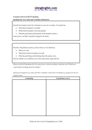IELTS Speaking Part 2- Transport & Travel - Usingenglish.com
