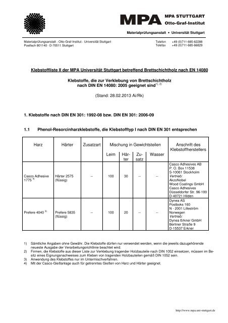 Klebstoffliste II-Stand-28-02-2013 - MaterialprÃ¼fungsanstalt ...