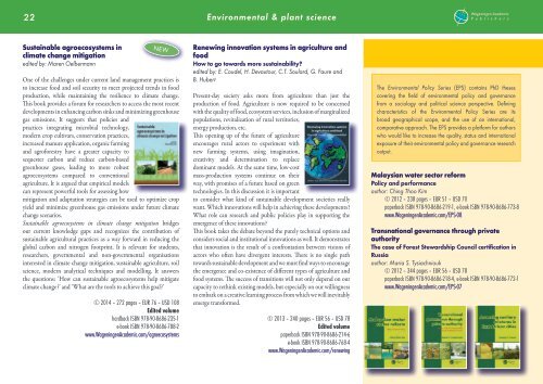 Wageningen Academic Publishers - Catalogue 2015