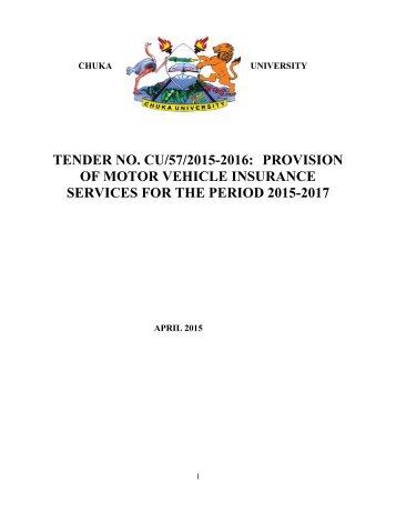 INSURANCE  FOR MOTOR VEHICLE TENDER DOCUMENT final