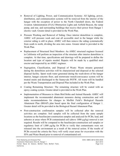 FINAL SAMPLING AND ANALYSIS PLAN - Documents for Moffett Field