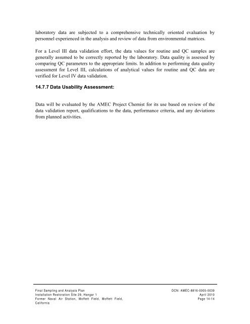 FINAL SAMPLING AND ANALYSIS PLAN - Documents for Moffett Field