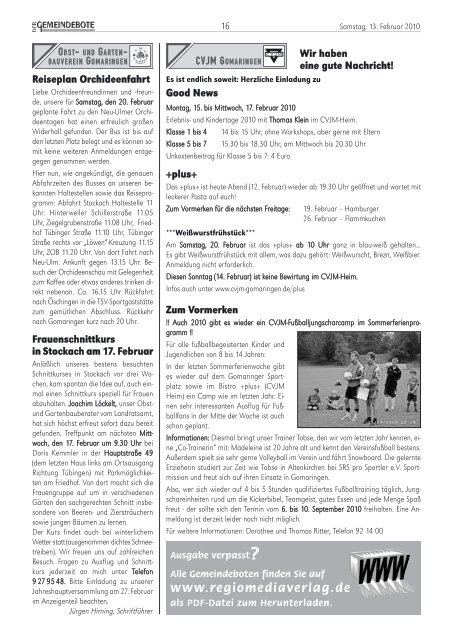 Ausgabe :Gomaringen 13.02.10.pdf - Gomaringer Verlag