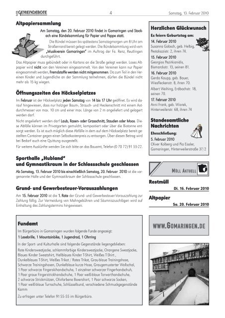 Ausgabe :Gomaringen 13.02.10.pdf - Gomaringer Verlag