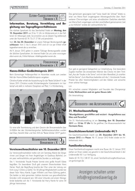 Ausgabe :Gomaringen 17.12.11.pdf - Gomaringer Verlag