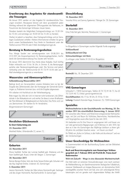 Ausgabe :Gomaringen 17.12.11.pdf - Gomaringer Verlag