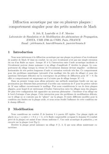 Diffraction acoustique par une ou plusieurs plaques - Equipe d ...