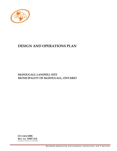 Design and Opertions Plan - McDougall Landfill Site