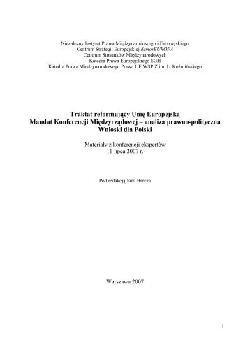 TraktatReformujacy ocena Mandatu 2007.pdf - WydziaÅ Prawa i ...