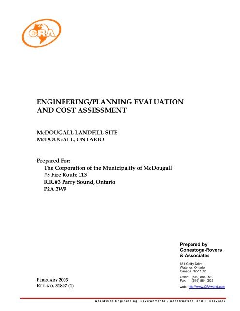 Engineering/Planning Evaluation and Cost Assessment