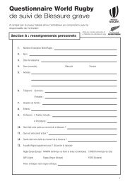 Questionnaire IRB de suivi de Blessure grave - IRB Rugby Ready