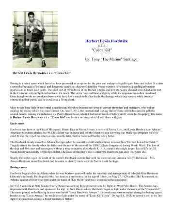 Herbert Lewis Hardwick a.k.a. "Cocoa Kid" by: Tony ... - El Boricua