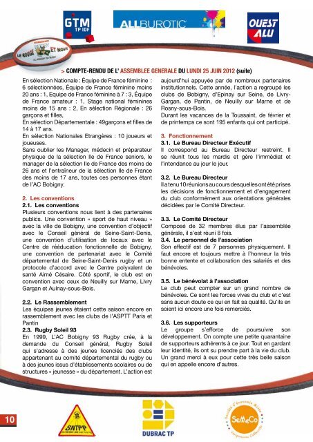 NÂ°286 l SEPTEMBRE 2012 - AC Bobigny 93 Rugby