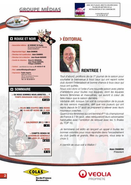 NÂ°286 l SEPTEMBRE 2012 - AC Bobigny 93 Rugby